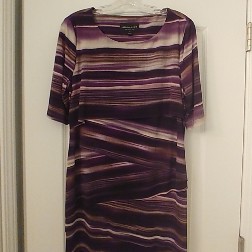 connected apparel Purple Striped Midi Dress